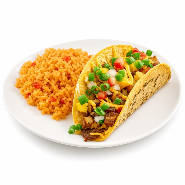 Kids One Taco and Rice.